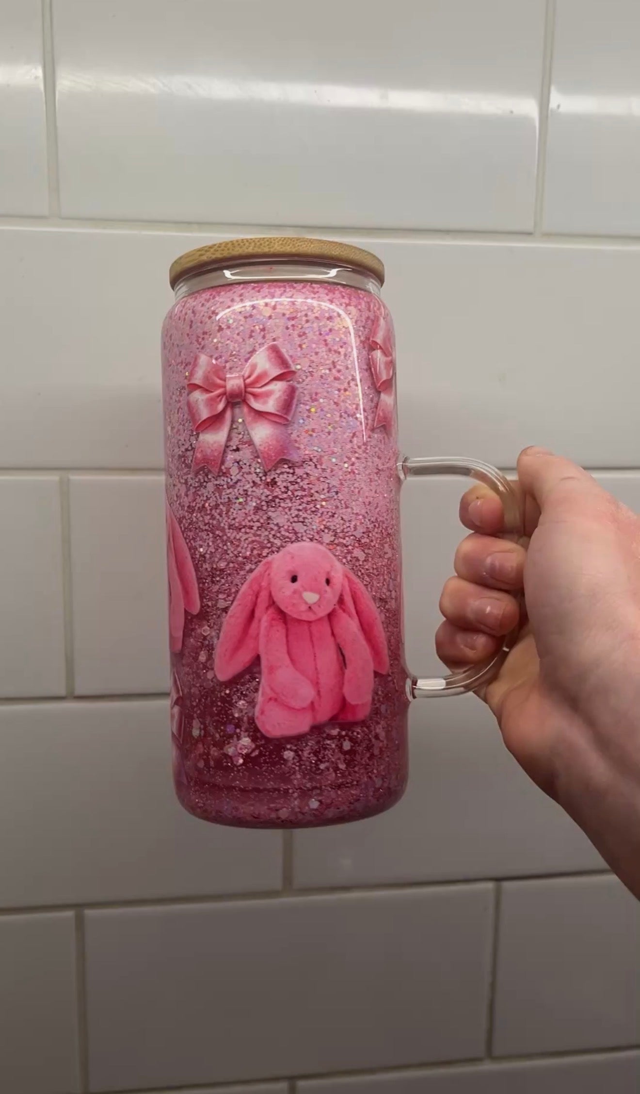 Snowglobe 20oz handle tumbler | choose your design and glitter