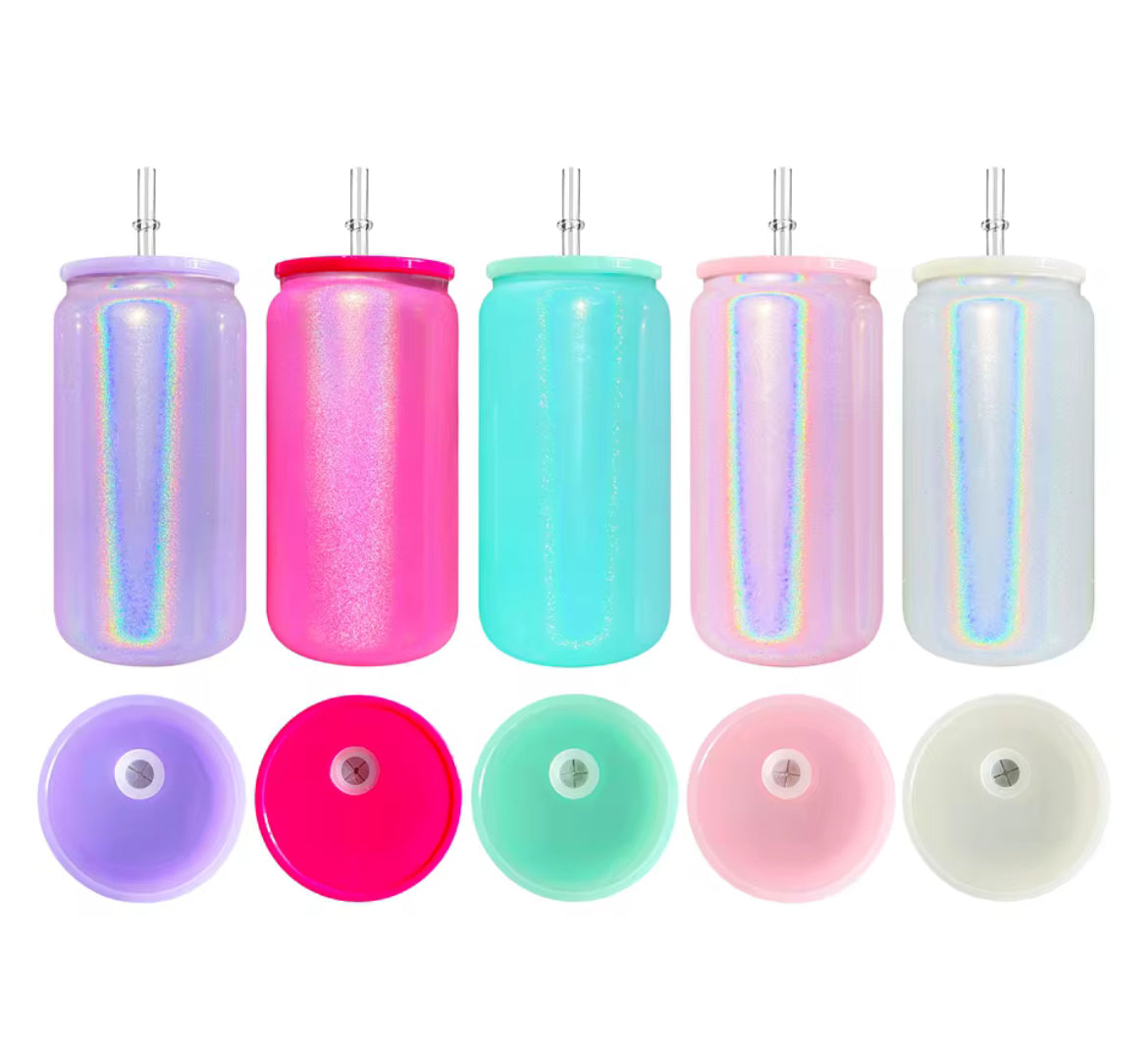 coloured shimmer glass cans|choose your own design