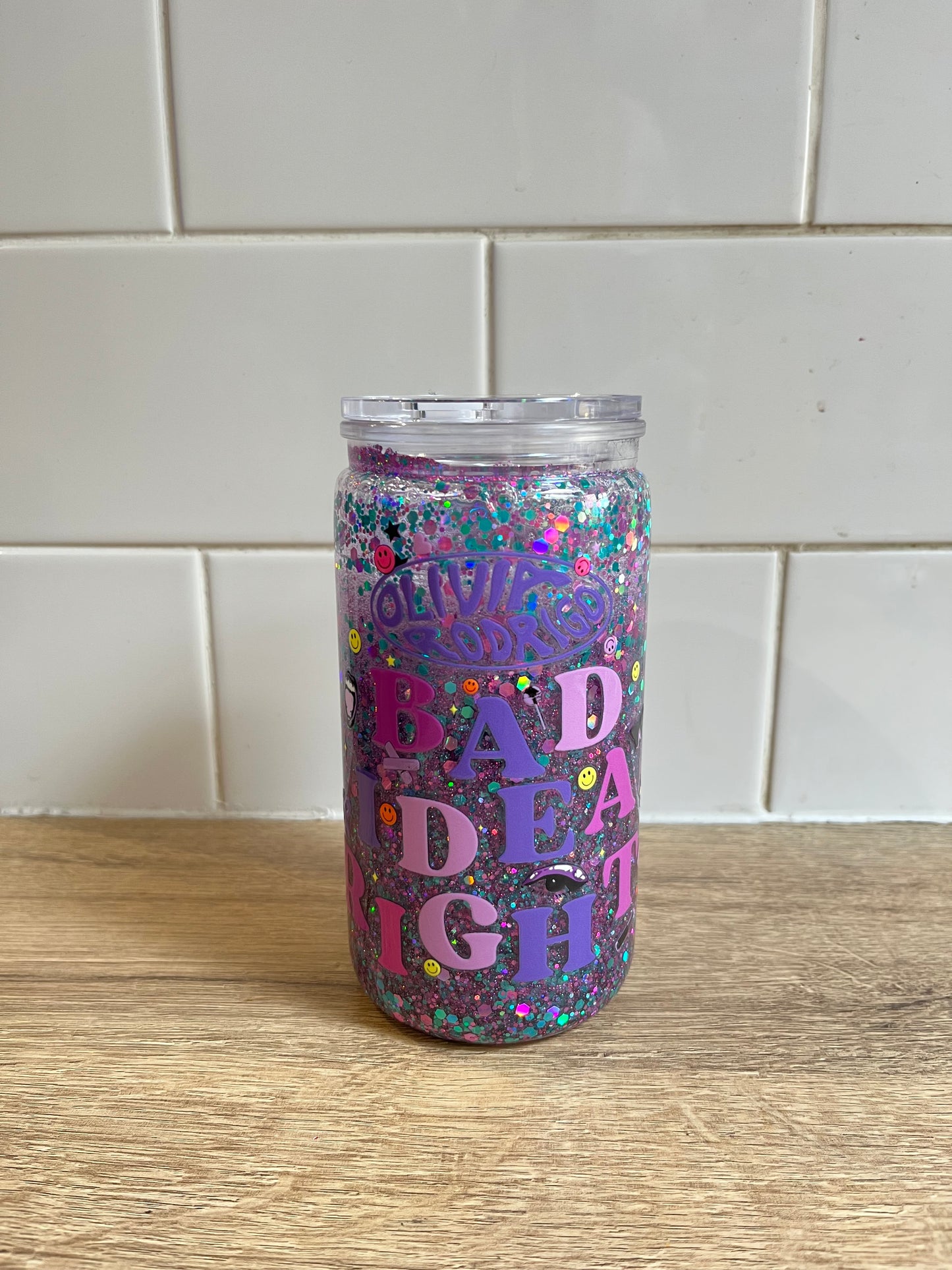 plastic snowglobe 16oz tumbler | choose your design and glitter