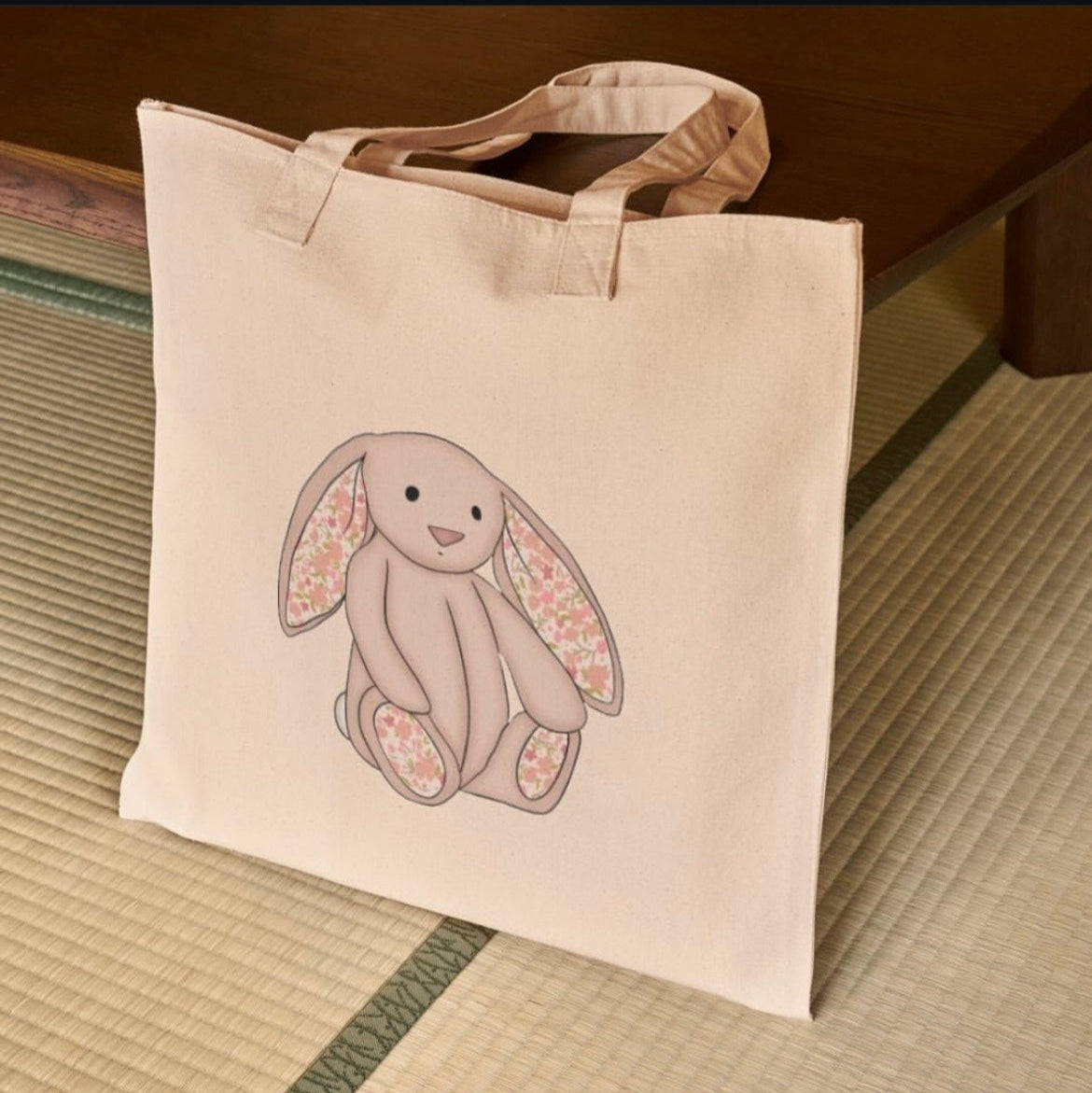Floral bunny tote bag