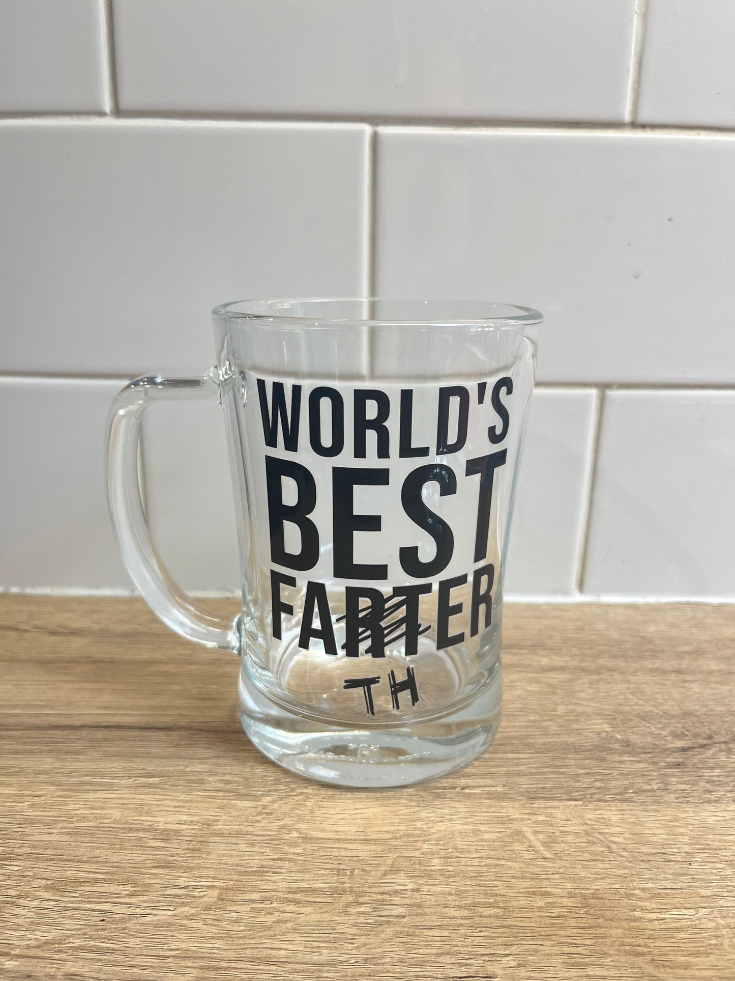 Worlds best father glass with handle