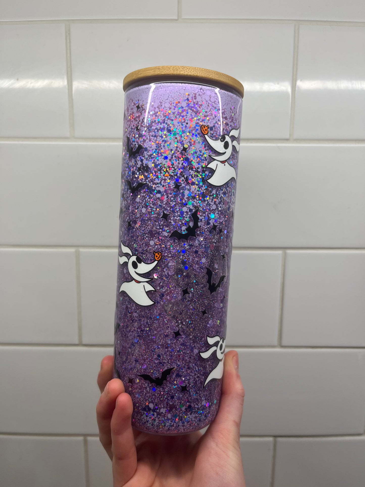 glass snowglobe 25oz tumbler | choose your design and glitter