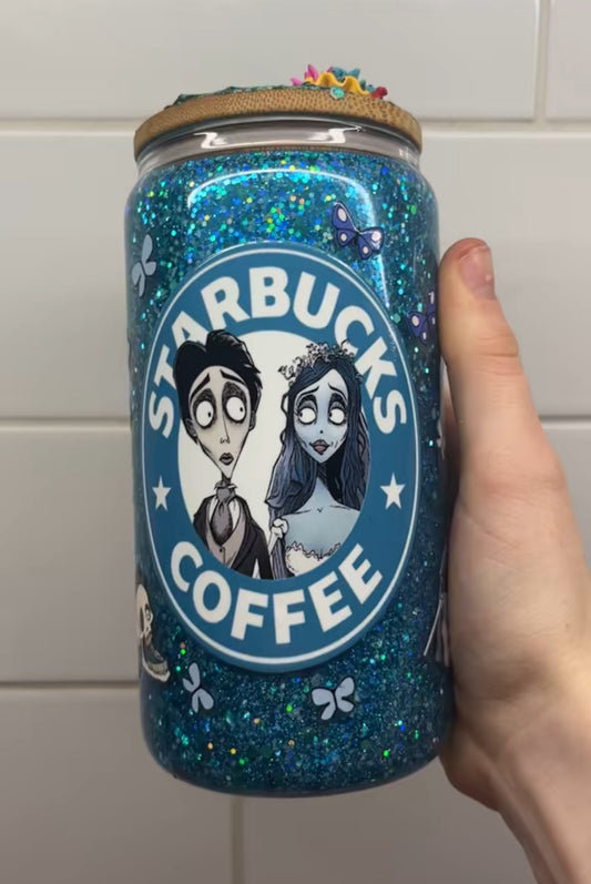 glass snowglobe 25oz tumbler | choose your design and glitter