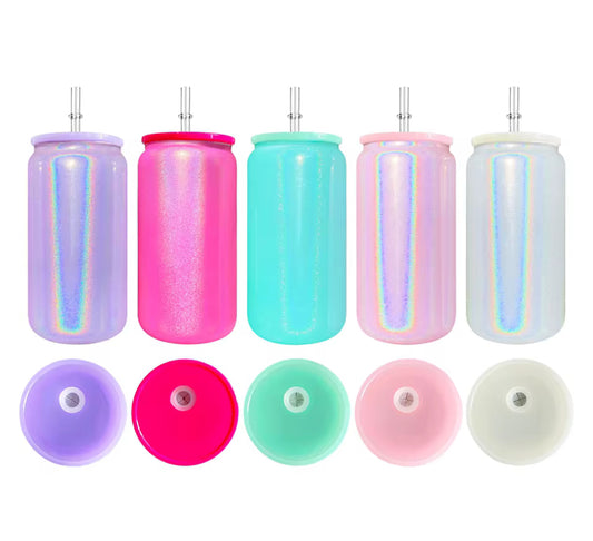 coloured shimmer glass cans|choose your own design