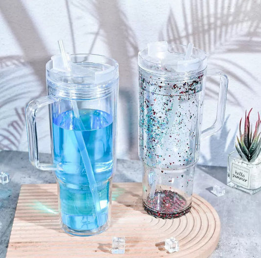 40oz plastic snowglobe with handle |choose your glitter and design