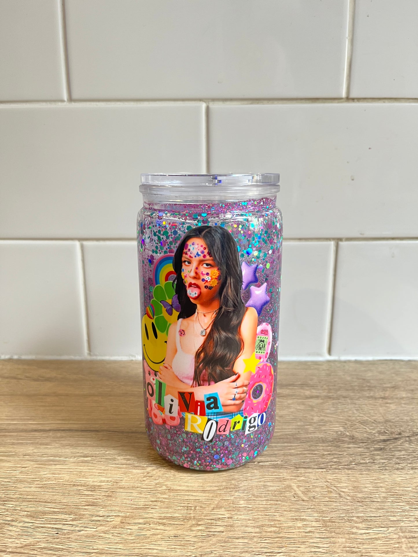 plastic snowglobe 16oz tumbler | choose your design and glitter