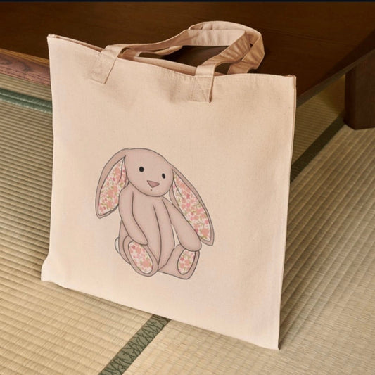 Floral bunny tote bag